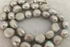 gorgeous 10-11mm south sea baroque grey pearl necklace 18inch