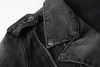 Unieke Heren Meer Rits Zwart Denim Jassen Ripped Fashion Designer Slim Fit Streetwear Motorcycle Biker Epaulet Jeans Jasjas 403