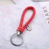 30 färg läder flätat vävt keychain rep ringar passar diy cirkel hängsmycke nyckelkedjor hållare bil nyckelringar smycken tillbehör i bulk jxw917