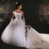 A vintage koronkowa suknia balowa suknie ślubne Dubai Arabski z ramion długi Kaplica Suknia ślubna ślubna plus rozmiar Vestidos de Novia AL5908