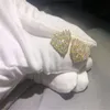 Koreańska Luksusowa Biżuteria 925 Sterling Silvergold Wypełnij T Princess Cut Biały Topaz CZ Diament Słodkie Kobiety Stud Kolczyk na Walentynki prezent