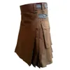 Herrbyxor Herrkjol Vintage Kilt Skottland Gotiskt mode Kendo Pocket Kjolar Skotska kläder Vilda