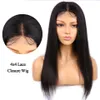 Voorgeplukte HD transparant kantpruik Braziliaans recht 13x6 Glueless Lace Front Human Hair Wigs5929562
