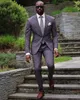 Paars Pinstripe Bruidegom Bruiloft Suits Mens Slim Fit Twee Knop Formele Werk PROM Outside Party Office Blazer Jacket (Jack + Pants)