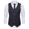 MoneRffi Men Business Suits Vest Solid Slim Fit Vests&Waistcoats Double Breasted Waistcoat Sleeveless Male Formal Jacket Coats