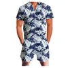 Heren trainingspakken Mannen Hawaii Print Rits Romper Playsuits Korte Mouw V-hals Fit Slanke Jumpsuit Male Casual Overalls