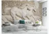 Dostosowany 3D Mural Wallpaper Po Tapet Paper 3D Treedimensional Expossed White Horse Sypials Salom TV Mural W2959824