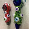 Pipe à fumer en verre coloré de 4 pouces, cuillère, yeux lumineux, tuyau à main, brûleur d'huile, accessoires pour fumer