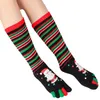 Christmas Toe Socks 8 Styles Women Funny Cartoon 3D Printed Five Fingers Socks Snowman Santa Warm Mid-calf Long Stocking OOA7202