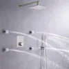 Dulabrahe 12x8 inç katı pirinç banyo duş musluk seti küvet mikser musluklar gizli yağmur duş sistemi önderlikli banyo duş başlığı