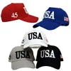 Unisex utomhus president trump party hattar kampanj baseball cap USA 45 amerikanska flaggan 3D broderad justerbar snapback trucker
