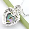 Luckyshine 10 PCS/Lot 925 Silver Natural Multi-colored Rainbow Charm Heart Mystic Topaz Gems Silver Vintage Necklace Pendant 2019 NEW