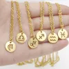 Zodiac signs birthday necklace 316l stainless steel Pisces 18k gold plated 12 constellation pendant women jewelry gift4364677