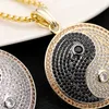 Yinyang taiji hommes cristal strass collier pendentif couleur or argent mode mâle bijoux cadeaux de fête