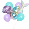 7 pz/lotto Sirena Festa di Compleanno Palloncino Numero Palloncino Decor 0-9 Forniture per Palloncini per Feste di Compleanno in Foglio di Alluminio