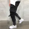 MISSKY Men Jeans Solid Color Long Pants Fashion Jeans with Pockets Binding Trouser Legs Casual Pants Male Clothes