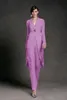 Podstawowe sukienki swobodne Jumpsuits 2019 Mother of the Bride V Neck Pant Suits Weddne suknie gości z kurtkami z długim rękawem szyfon