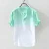 Summer Men's Cool And Thin Breathable Collar Hanging Dyed Gradient Cotton Shirt L5021