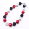 Perles de perles bébé enfant collier épais couleur rouge + noir fille enfants Bubblegum gros collier de perles enfants bijoux