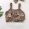 2020 Baby Girl kläder nyfödda barn baby flickor kläder leopard tryck t shirt denim paljett shorts pannband kläder set