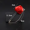 Män Rose Flower Golden Leaf Mode Brosch Pin Kostym Lapel Ny Man Bröllop Boutonniere Broscher Smycken Presenter