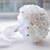 Blanc ivoire PE fleurs Bouquets de mariée cristal orné main tenant la main de mariage tient demoiselle d'honneur Bouquet pas cher 20193213731