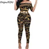 Women's Jumpsuits & Rompers Spring Autumn Off Shoulder Print Long Pants For Women Elegant Fitness Short Sleeve Playsuit Sexy Club