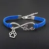 Multi Colors To Choose Unisex Friends Dog Paw Charms Silver Heart Pendants Infinity Love Leather Mixed Color Velvet Rope Brac240S