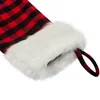 格子縞のクリスマスのストッキングギフトバッグウールクリスマスツリーの飾り靴下サンタキャンディギフトバッグホームパーティークリスマスの装飾GGA2504
