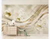 3D Abstrait Cercle Photo Papier Peint Lumière et fleurs fraîches Papiers Peints Muraux pour Salon Chambre 3 d Papier Peint Peintures Murales Mur Art Décor