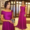 Fuchsia Elegant Mother of the Bride Robes Draped Floor Longueur plus taille Femme Evening Prom Party Robe Mother Wedding Guest Robe4482715