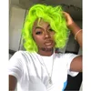 Hoge kwaliteit Groene simulatie menselijk haar bob pruik diepe golf korte Lace Front Pruiken Hittebestendige Vezel Haar voor afrikaanse amerikaanse wom4524409