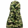 Miltary Camouflage 실키 Durag 뜨거운 다채로운 프리미엄 360 파도 긴 꼬리 실키 Durags 힙합 모자 남성과 여성을위한 고품질 Du-rag