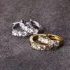 Hip Hop Jewelry Cubic Zircon Stone Hoop Earring For Men Women 18K Gold Silver Lovers Earrings7391004
