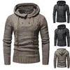 Hommes pull automne hiver pull tricoté Cardigan gris marine manteau pull à capuche veste Outwear taille S-3XL