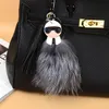Fluffy Karl äkta Raccoon Fur Pompom Monster Bag Bugs Charm Keychain Plush Key Ring Leather Tassel Pompom9649927263U
