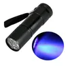 9 LED Gadget Alüminyum Mini Taşınabilir UV Ultra Menekşe Blacklight LedFlashlight Torch Işık Açık AlüminyumAlloy El Feneri Torchlamp