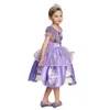 Varm Försäljning! Pärlor Beading Princess Sofia Klänning för tjejer Mesh Bodice Clothers Den första Party Ball Gown Cosplay Costume Child Halloween outfit