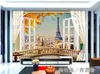 3D Tapeta Niestandardowy balkon Paris Paris Sceneria Eiffel Tower Tła salon wystrój domu