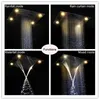 Bathroom Luxury Large Rain Shower Set Led ShowerHead Waterfall Rainfall Shower Kit Thermostatic Faucets With Massage Body Jets