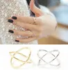 New Arrivals Hot Fashion women's ring Gold Color And Silver Plated X Cross Stereo Surround Hollow Ring For Women Jewelry