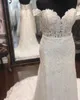 2019 우아한 인어 웨딩 드레스 Strapless Sweetheart Sweep Train Bridal Gowns 플러스 사이즈 Tulle 레이스 Appliques 웨딩 드레스