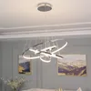 Modern Chrome LED Pendant Light Aluminum Ring Chandeliers Lighting for dining room living room home creative pendant lamp
