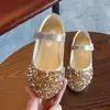 Kids Toddler Infant Baby Girls Crystal Leather Single Shoes Party Princess Shoes Soft Bottom Hook Loop Sweet Flat230F