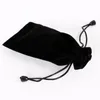 Newly Purple And Black Long Velvet Bags 7 5x18cm Drawstring Gift Pouches Favor Comb Lipstick Storage High Quality Bags 25pcs lot239b