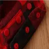 Vêtements pour enfants Bébé Filles Treillis Combinaisons Bandeau Vêtements Ensembles Enfant À Manches Longues Ampoule Bord Barboteuses Noir Rouge Grille Onesies Costumes ZYQ487