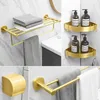 Ensemble d'accessoires de bain, accessoires de salle de bains en aluminium, porte-serviettes, porte-papier, étagère d'angle, brosse de toilette, crochet, matériel Gold5248267