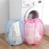 New Mesh Fabric Foldable Pop Up Dirty Clothes Washing Laundry Basket Bag Bin Hamper Storage for Home Housekeeping Use LX1730