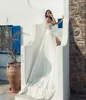 Beach A-Line Wedding Dresses Jewel Neck Illusion Lace Appliqued Sexy Boho Wedding Dress Custom Made Chiffon Bridal Gowns Splits Vestidos De Novia