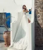 Abiti da sposa a-line da spiaggia gioiello collo illusione pizzo appliqued sexy abito da sposa boho abiti da sposa in chiffon su misura spaccature vestidos de novia